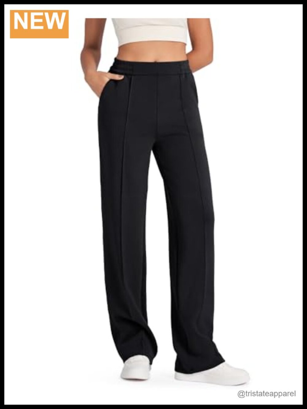 Wide Leg High Waist Sweatpants Pull On Side Pockets Casual Lounge